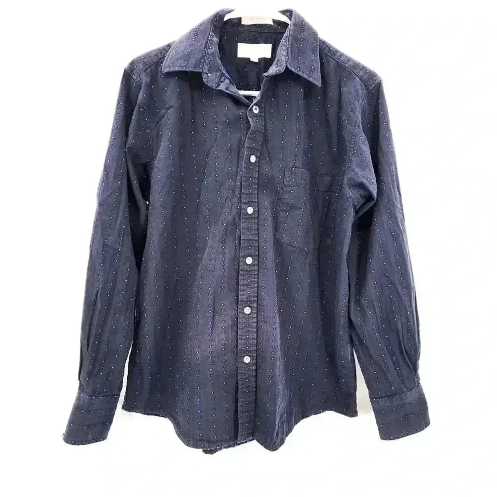 Eighty Eight Blue Long Sleeve Button Up Shirt 100% Cotton Small